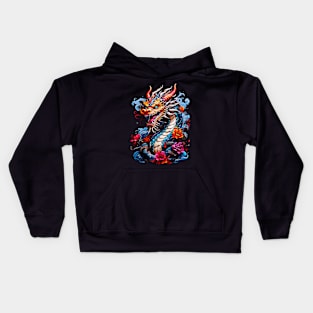 Dragon's Floral Fantasy Kids Hoodie